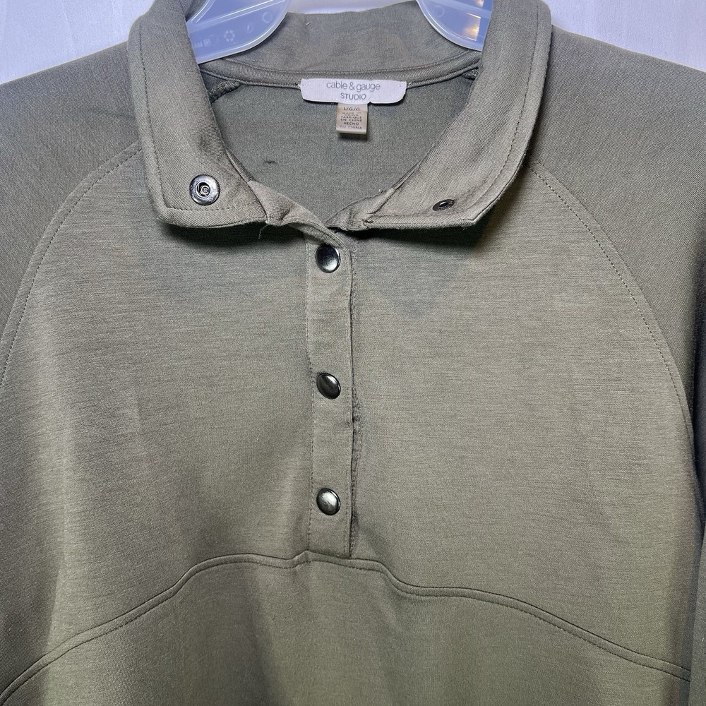 Cable & Gauge Studio‎ Women's Large Olive Green Pullover Long Sleeve Top Sweater - Picture 2 of 5